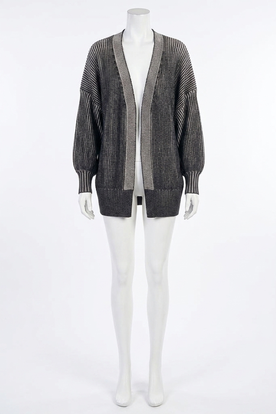 NEW ELAN ribbed ombre sweater cardigan in black/white